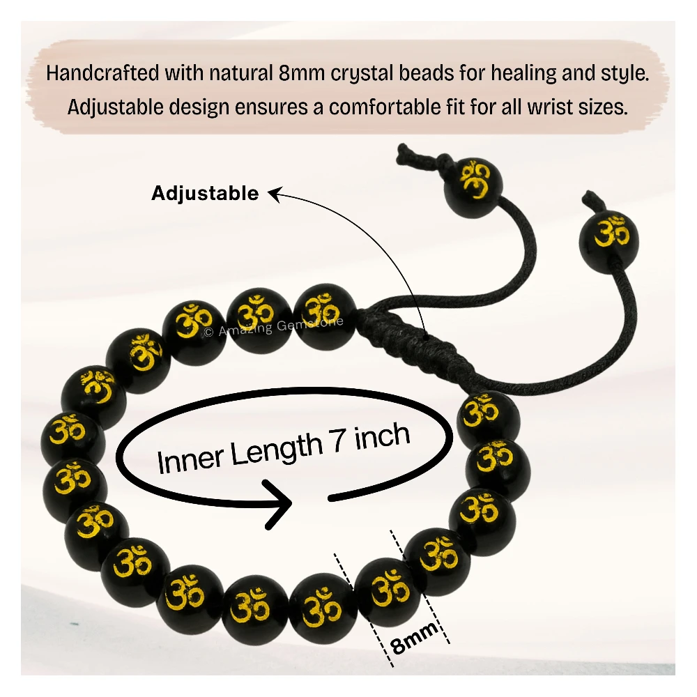 Black Agate OM Bracelet (Adjustable)