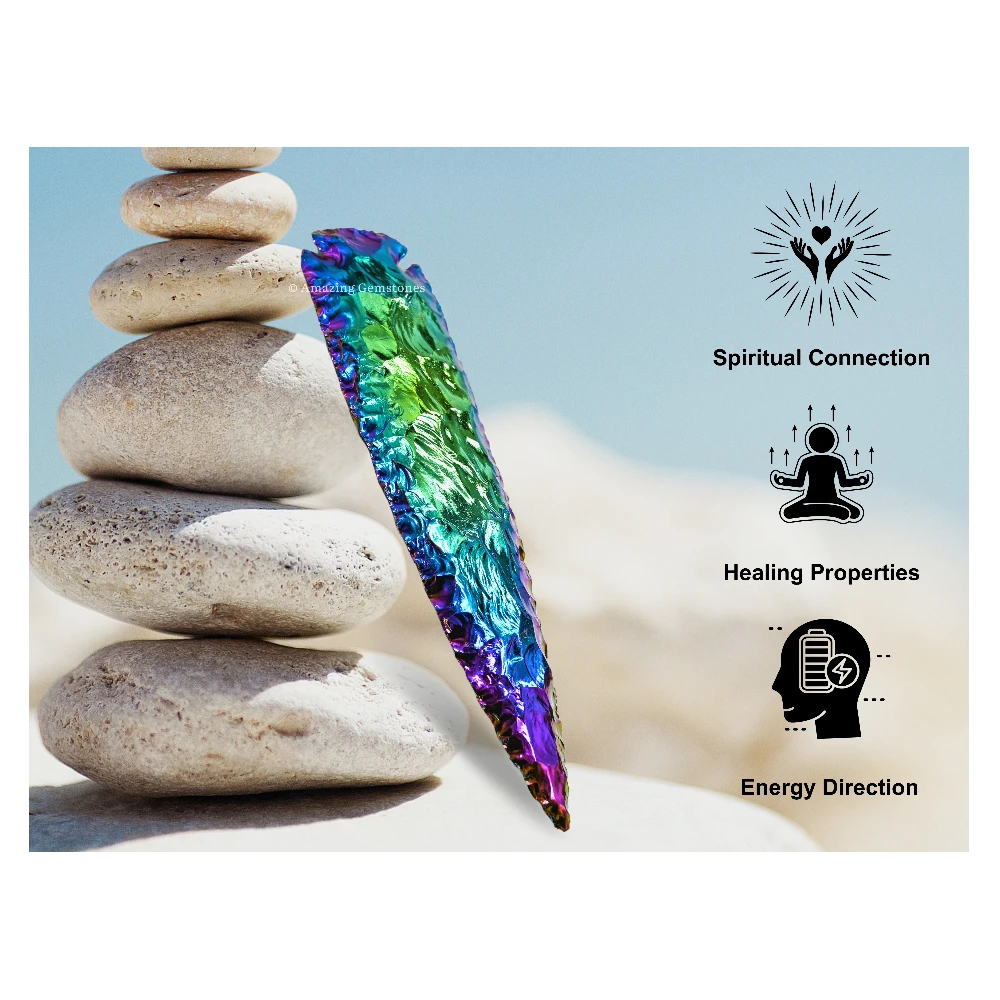 Titanium Aura Quartz Crystal Arrowhead - 7" to 8"