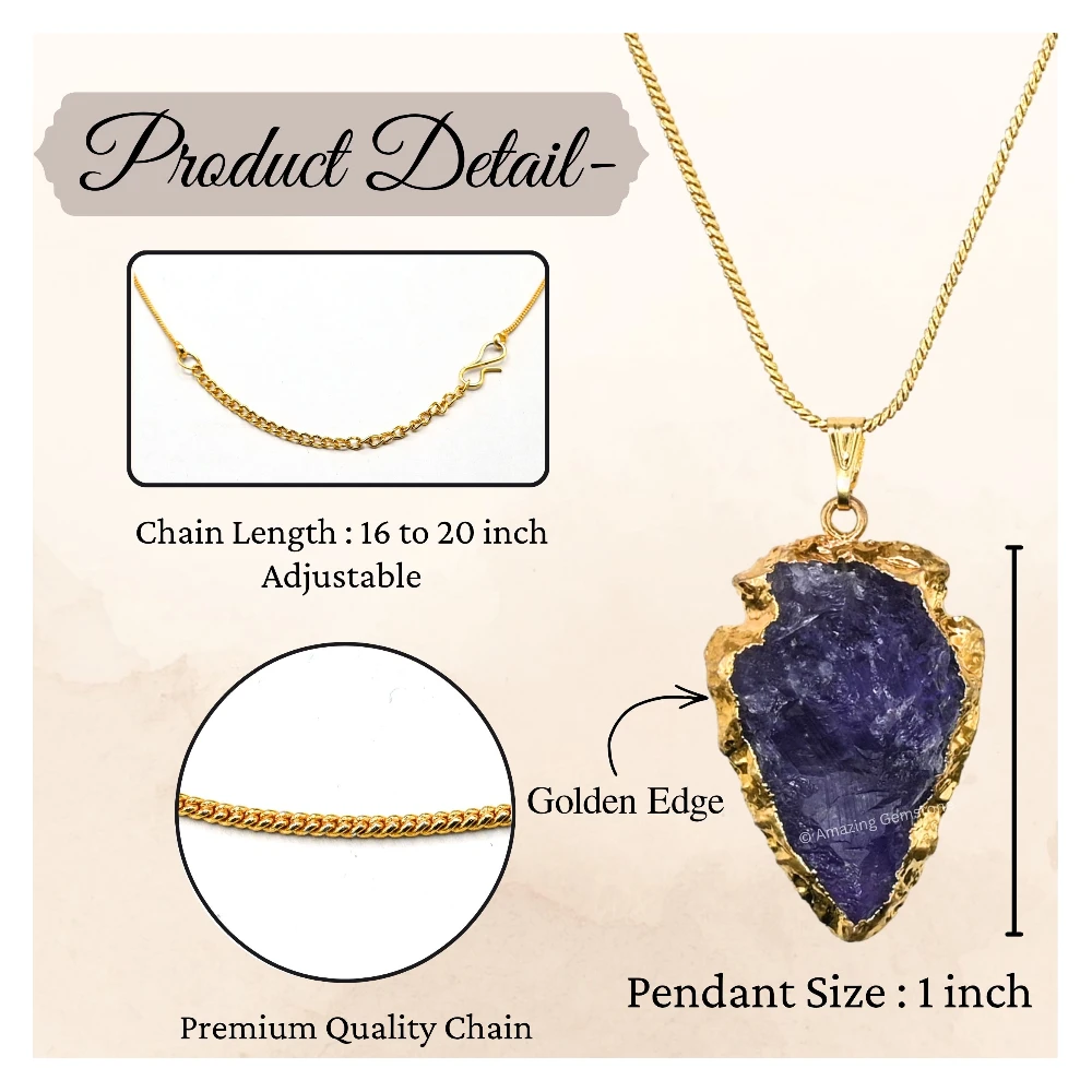 Amethyst Arrowhead Pendant - Gold Plated