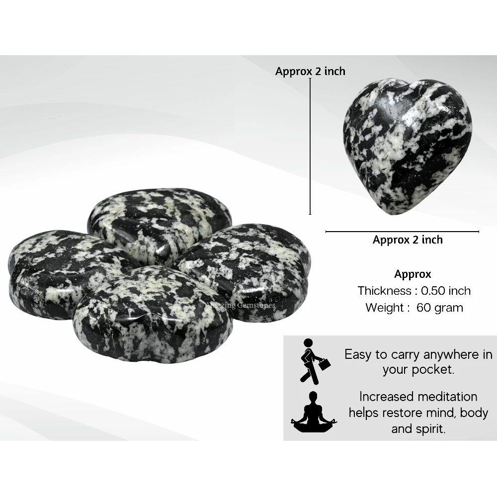 Black and White Tourmaline Heart