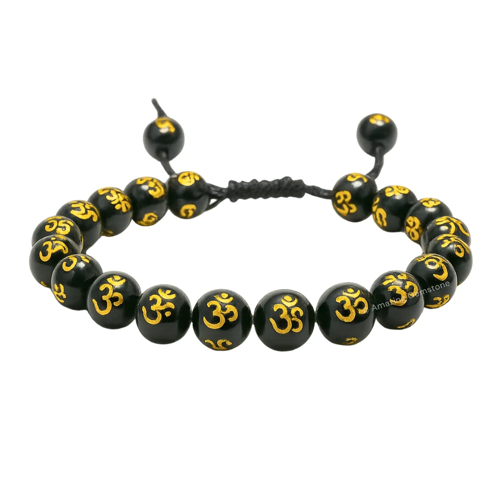 Black Agate OM Bracelet (Adjustable)