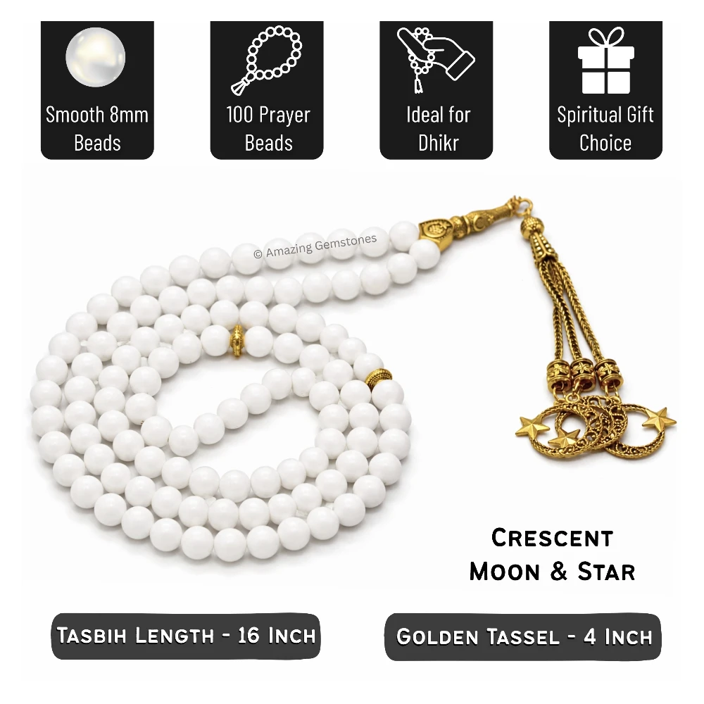 Mother of Pearl Crystal Tasbeeh Sibha Prayer Beads (Gold)