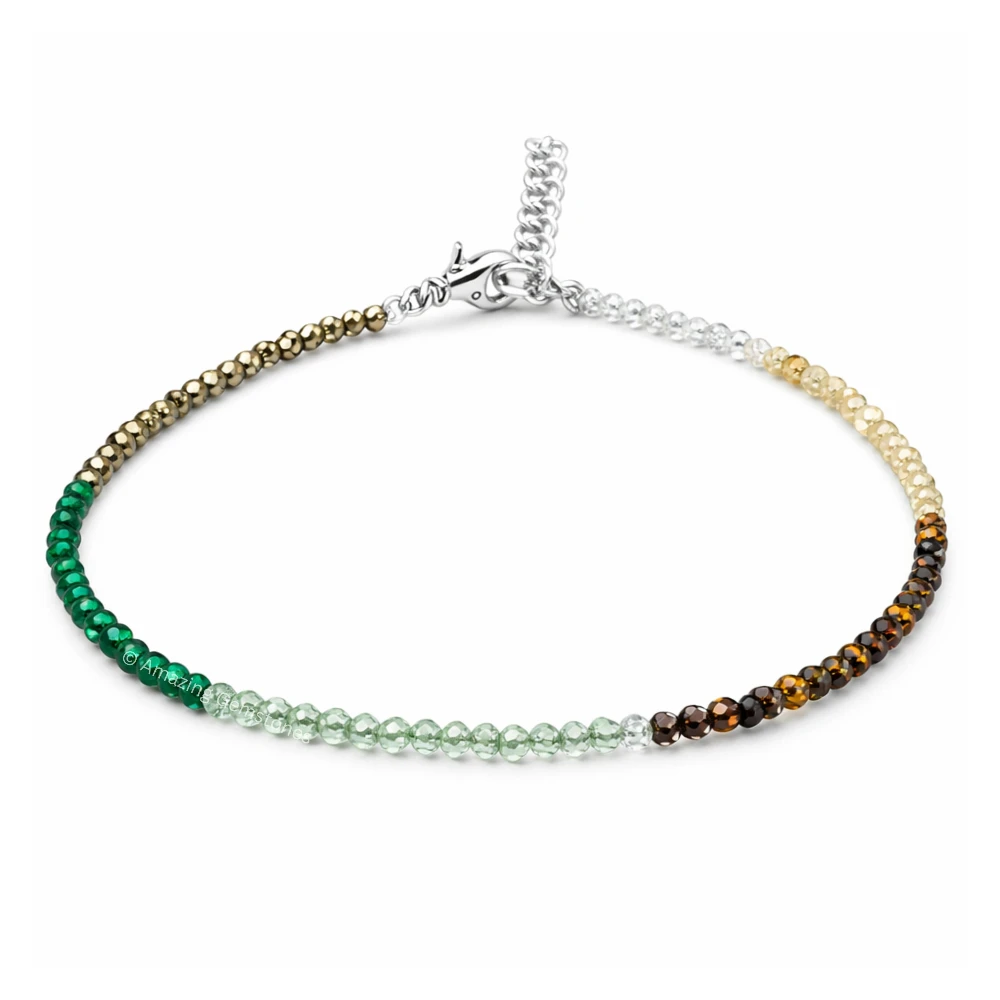 Dhanyog Crystal Anklet - 2mm Faceted Bead (Silver)