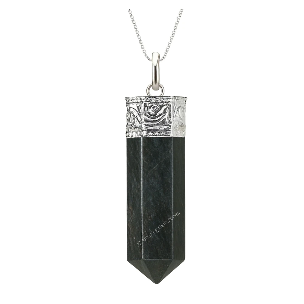 Blue Aventurine Necklace - Pencil Point (Silver)