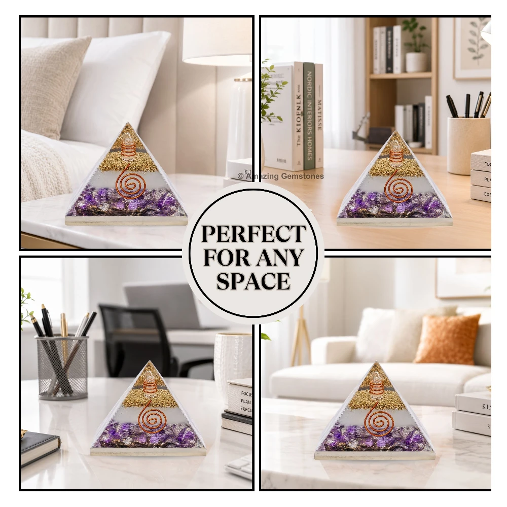 Amethyst Orgone Pyramid - Glow in Dark