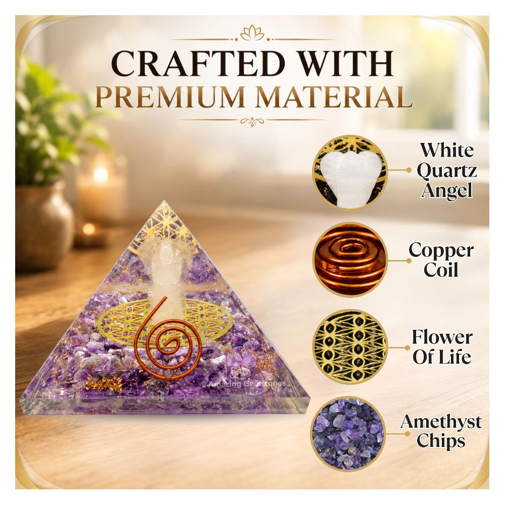 Amethyst Orgone Pyramid - Angel Glow in Dark