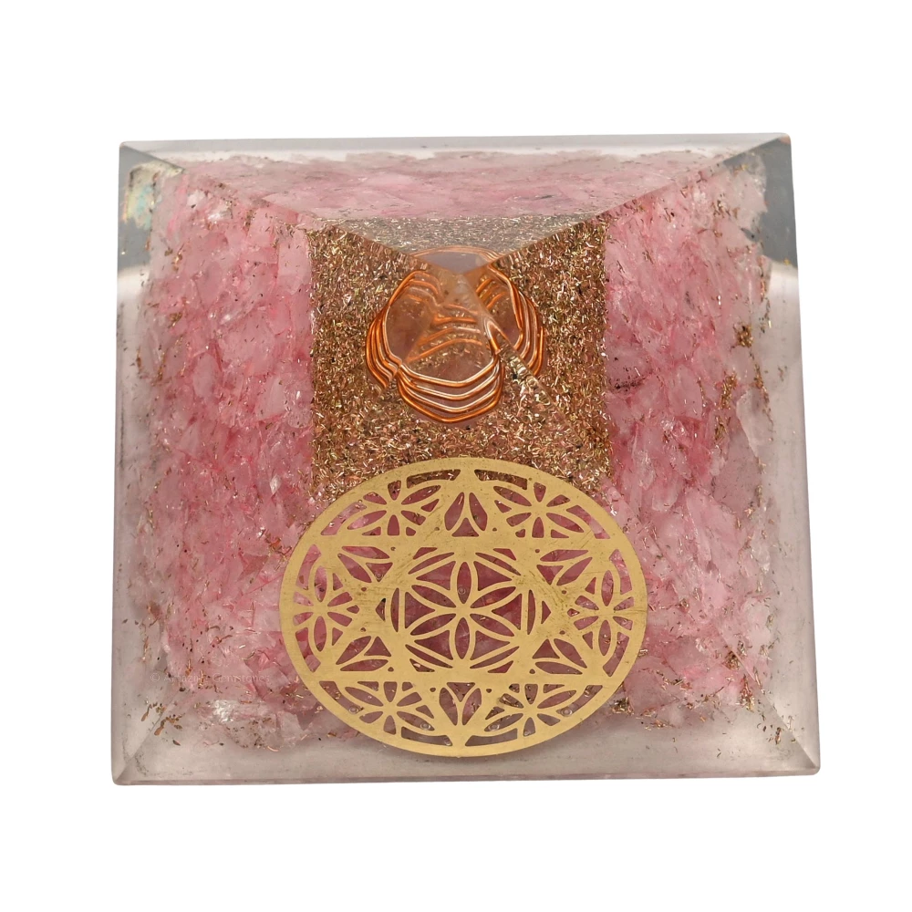 Rose Quartz Orgone Pyramid - Star of David