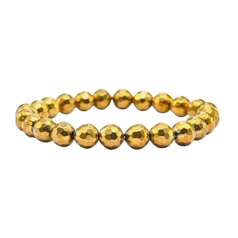 Golden Hematite Bracelet (Faceted-Stretchable)