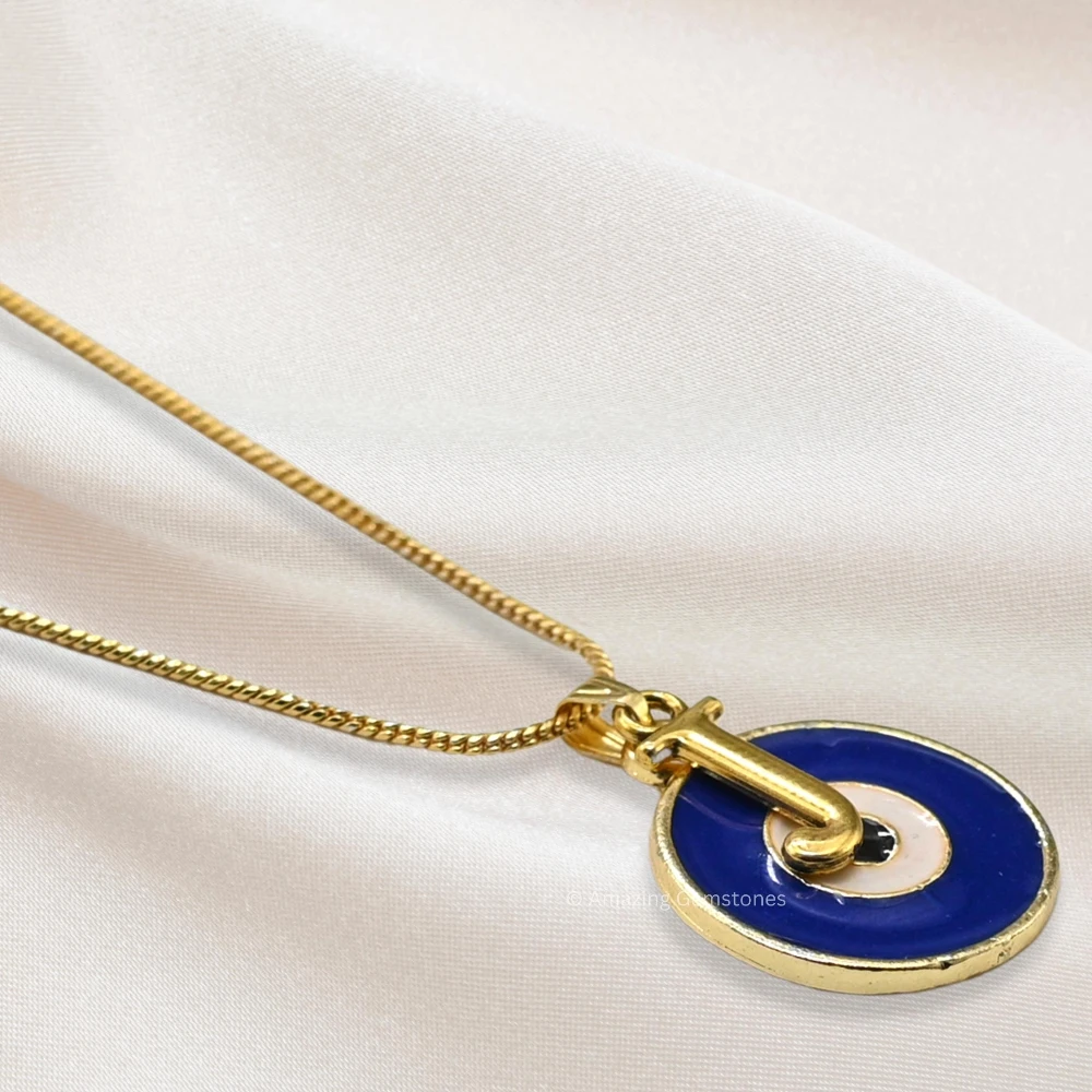 Evil Eye Pendant Necklace with J Initial