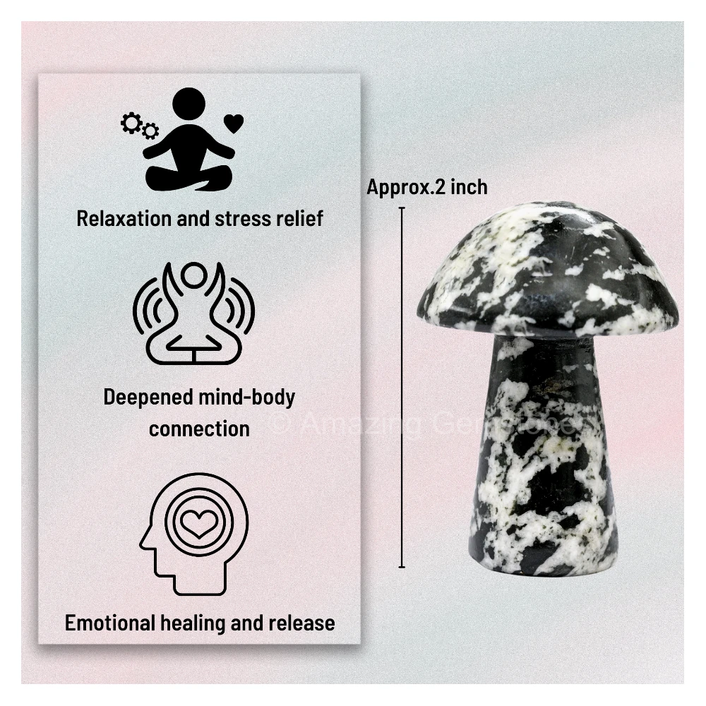 Black and White Tourmaline Crystal Mushroom