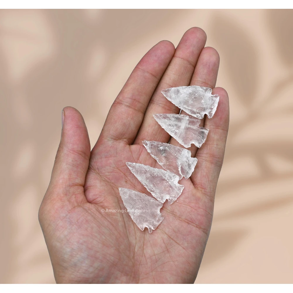 Rose Quartz Crystal Arrowhead - 1" to 1.5" (5 Pieces)