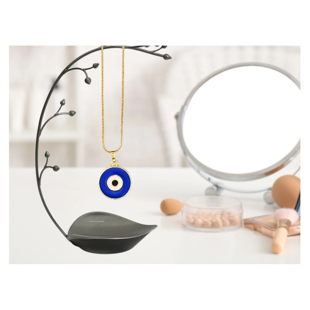 Blue Evil Eye Pendant - Round (Gold)