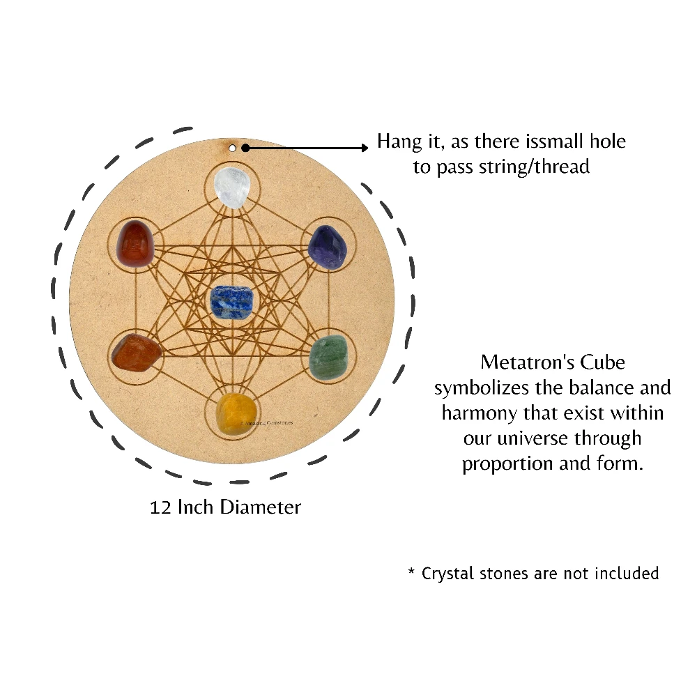 Wooden Crystal Grid Sacred Geometry - Metatron Cube (12 Inch)