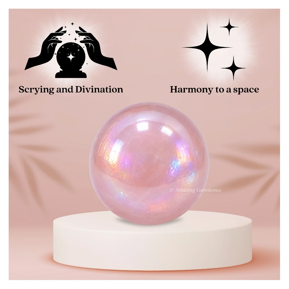 Angel Aura Rose Quartz Sphere (1 Inch)