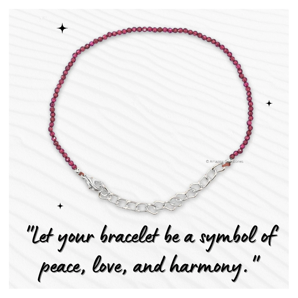 Red Garnet Crystal Bracelet - 2mm Faceted Bead (Silver)