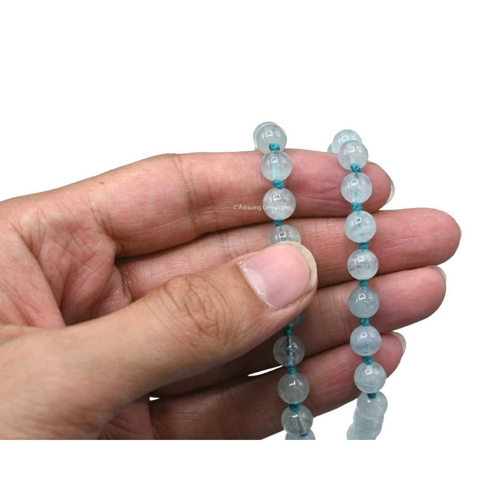 Aquamarine Mala (Hand Knotted)