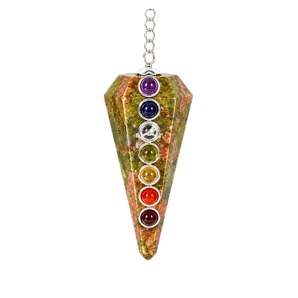 Unakite Chakra Crystal Pendulum