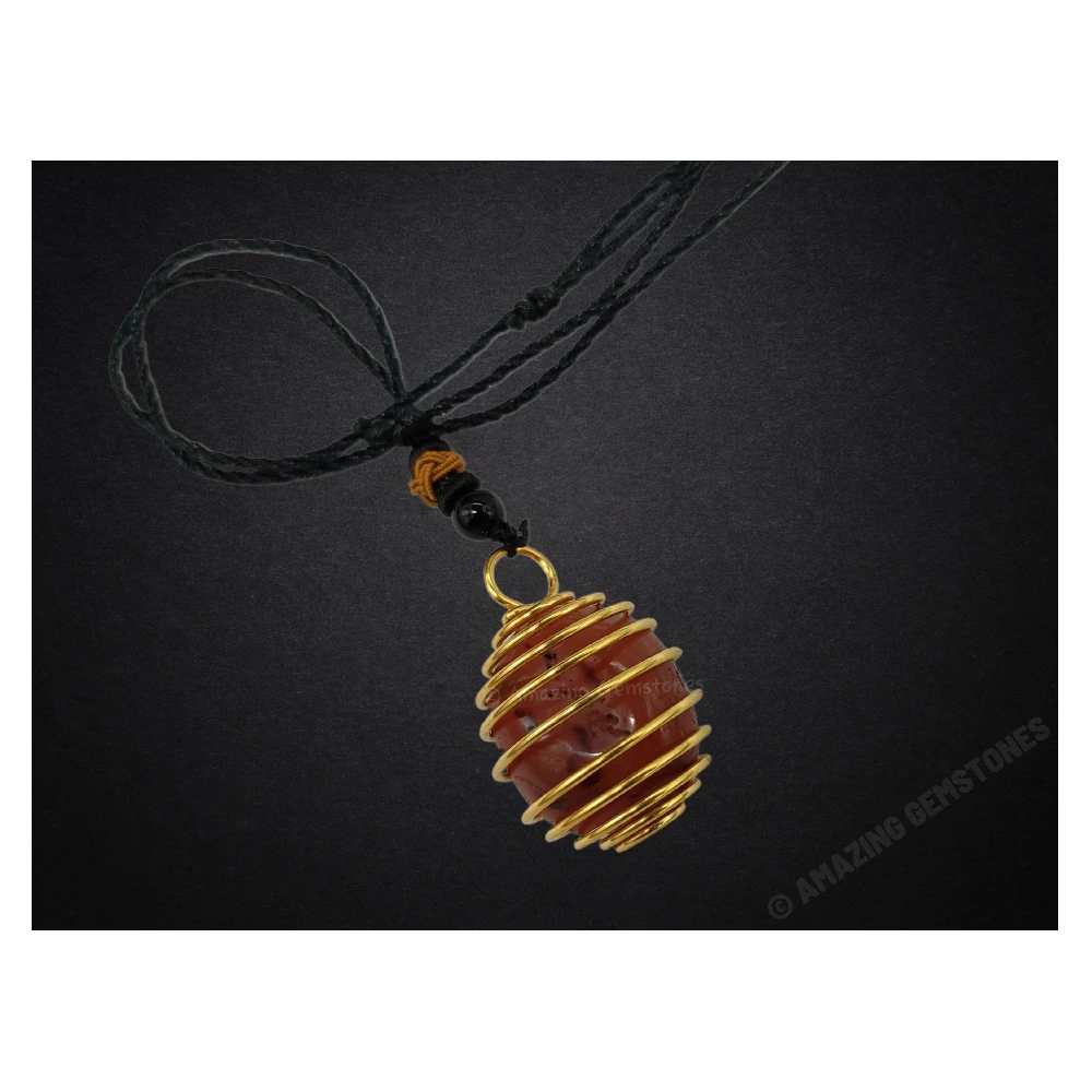 Carnelian Necklace - Spiral Cage with Tumble