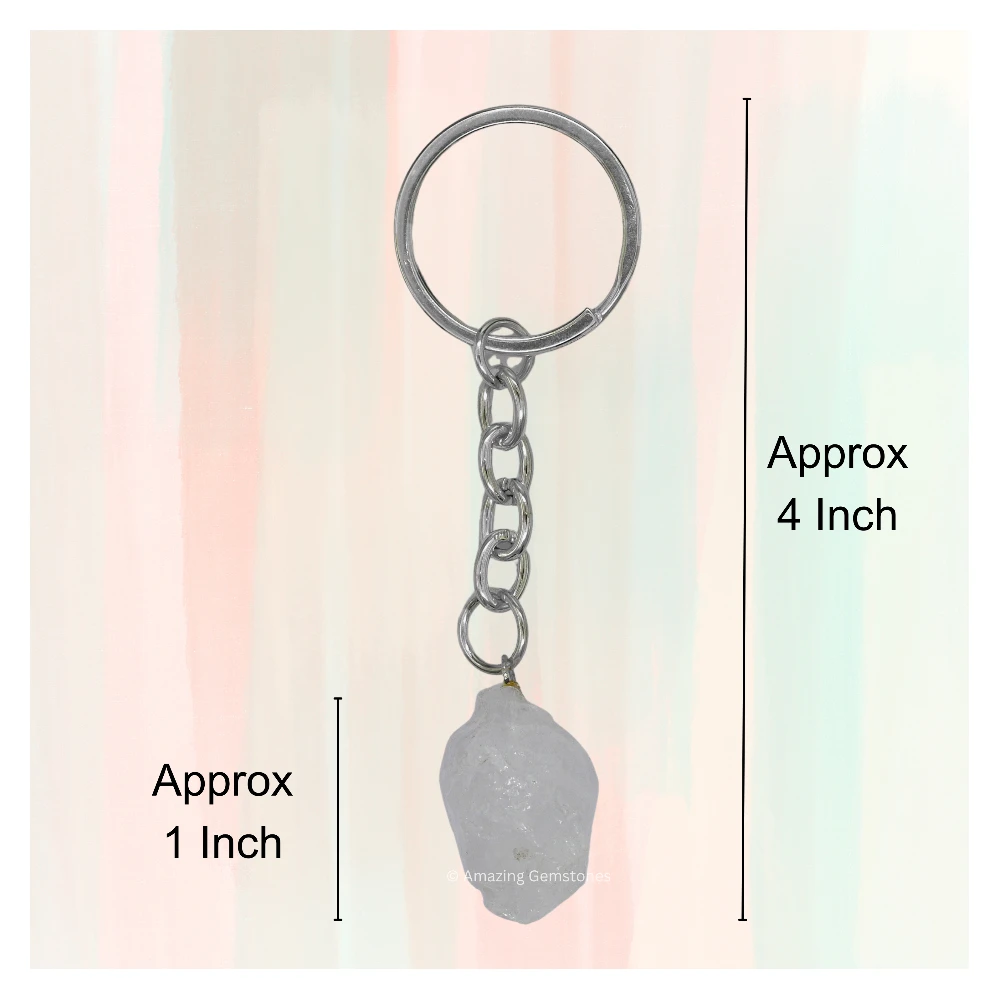 Clear Quartz Keychain Keys Holder (Raw)
