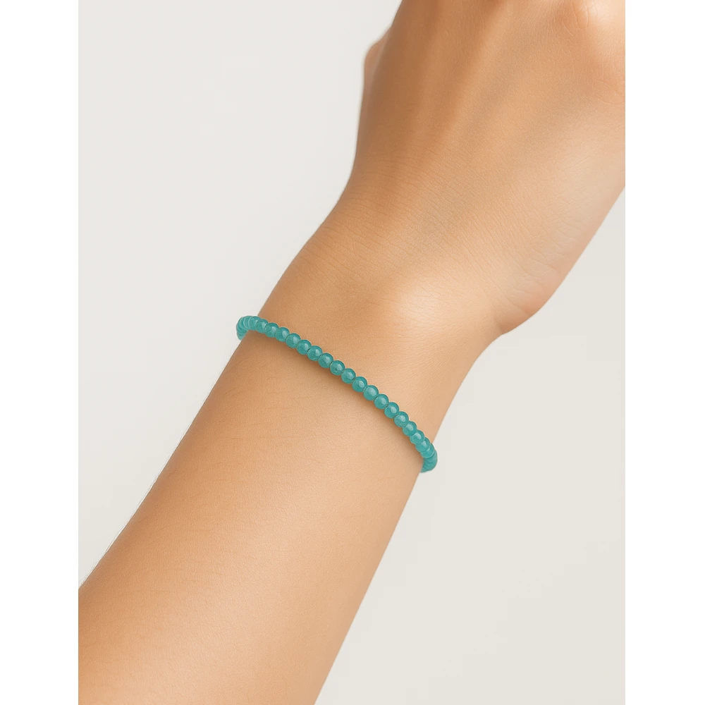 Green Chalcedony Crystal Bracelet - 2mm Faceted Bead (Gold)