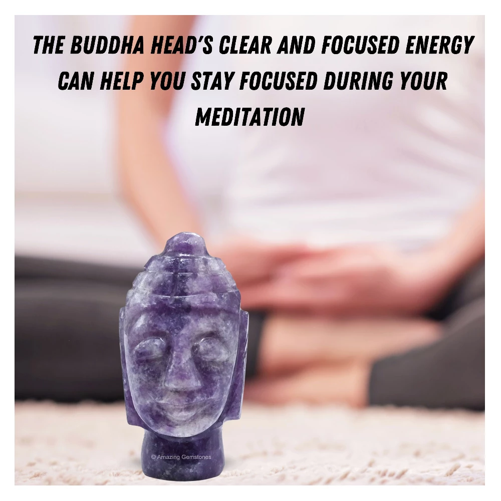 Lepidolite Buddha Head