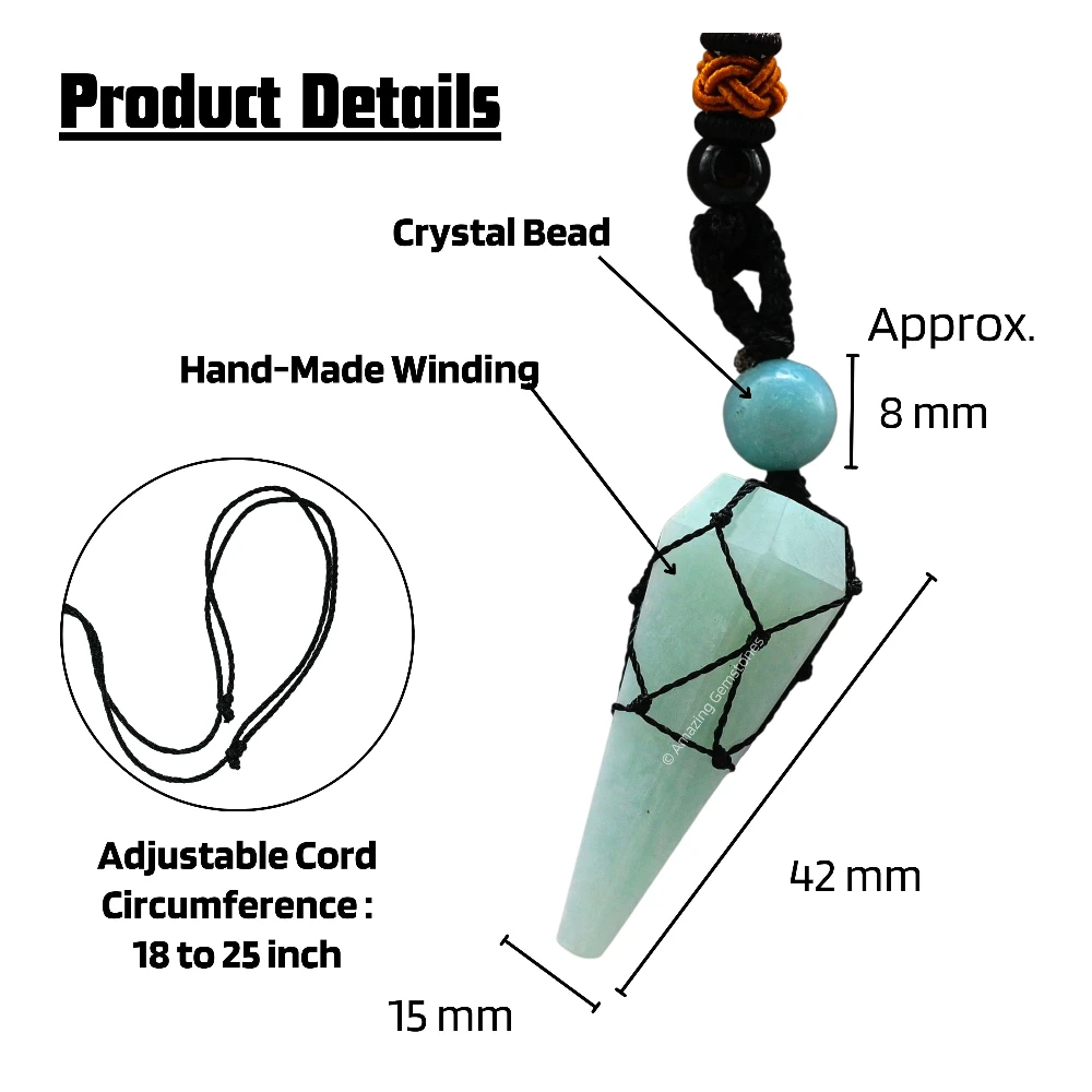 Amazonite Pendulum Pendant Necklace (Macrame)