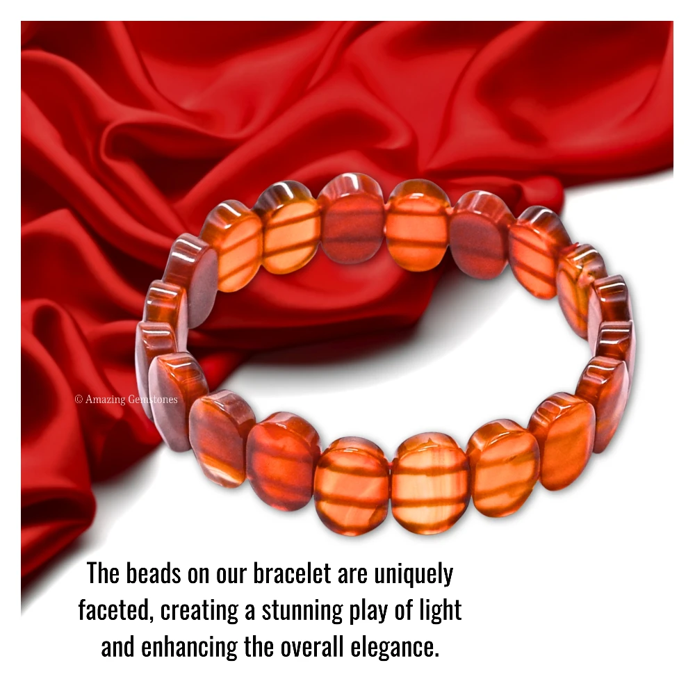 Carnelian Faceted Bracelet - Oval Stone