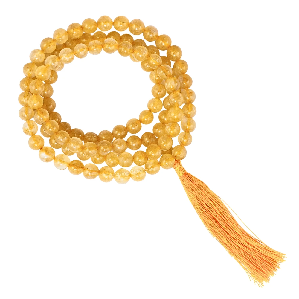 Golden Rutilated Quartz Mala (Without Knot)