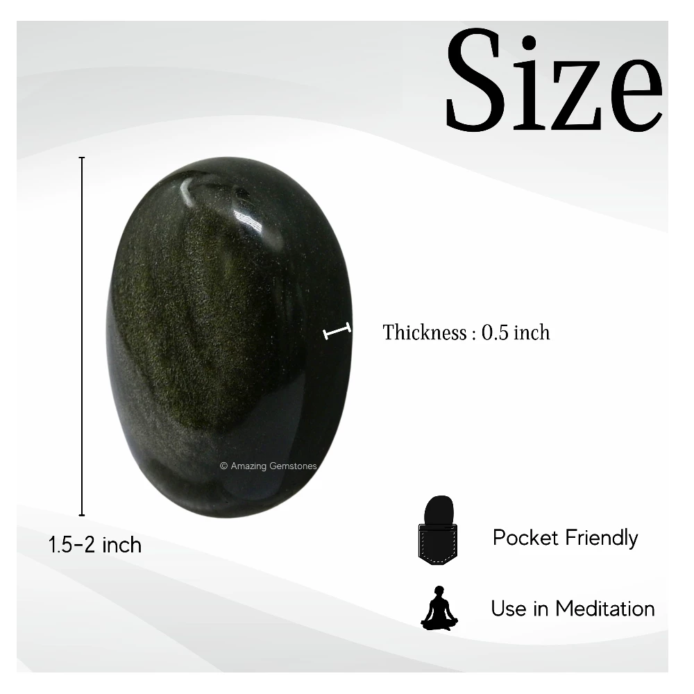 Golden Sheen Obsidian Palm Stone