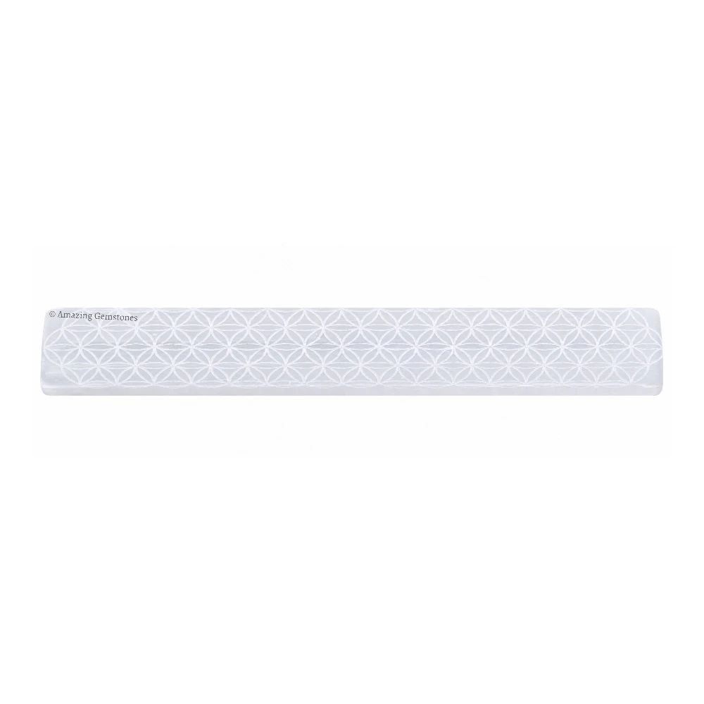 Selenite Charging Plate for Crystals - Flower of Life Stick
