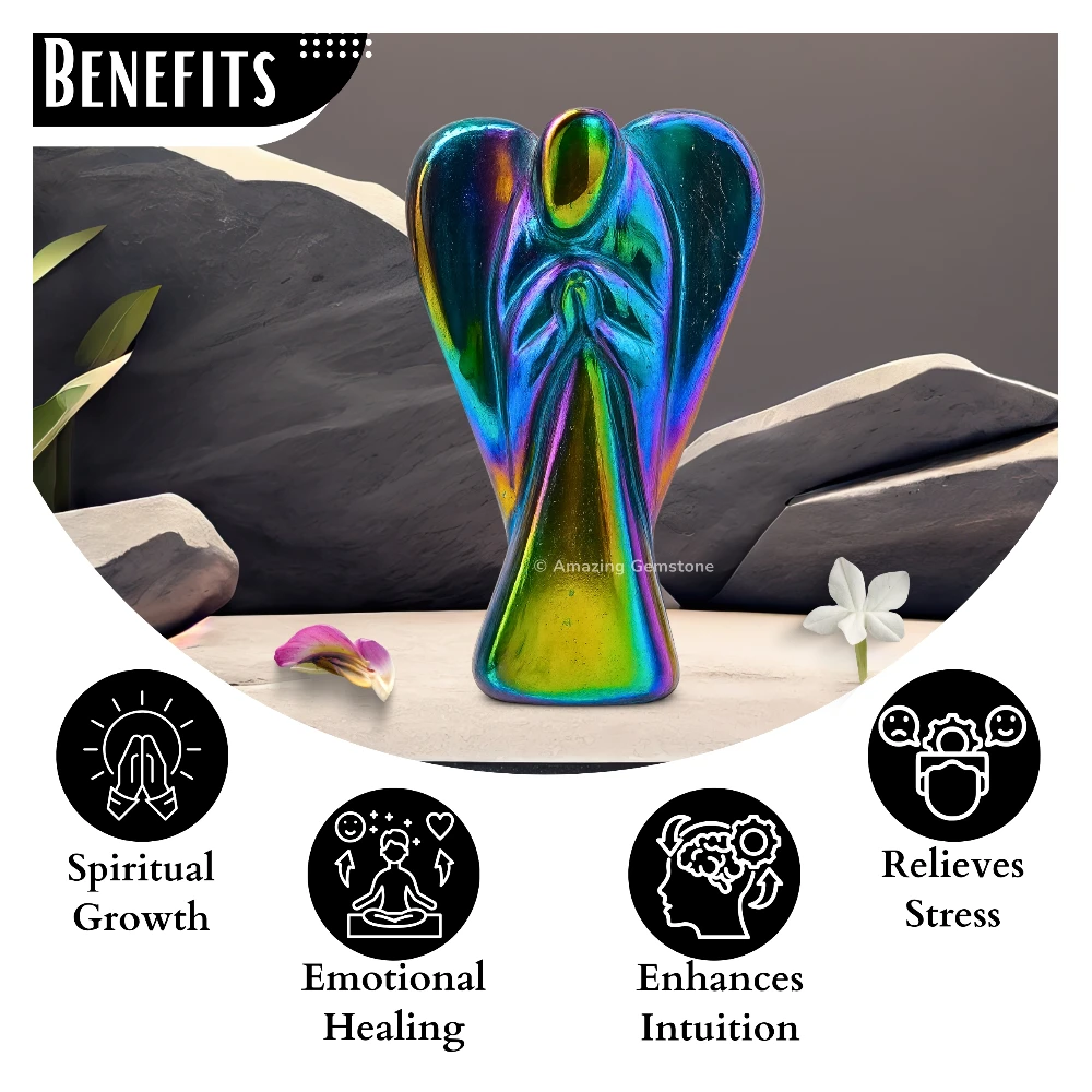 Titanium Aura Quartz Angel Figurine (2 Inch)