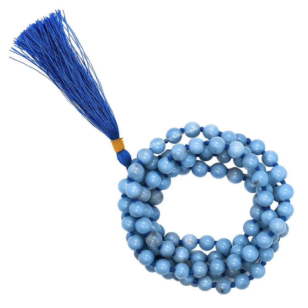 Angelite 108 Beads Japa Mala (Hand Knotted)