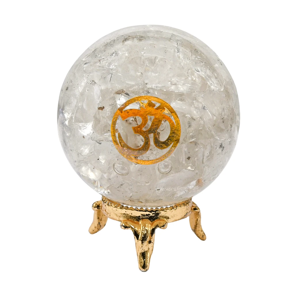 Clear Quartz Orgone Sphere- OM (2.5 Inch)