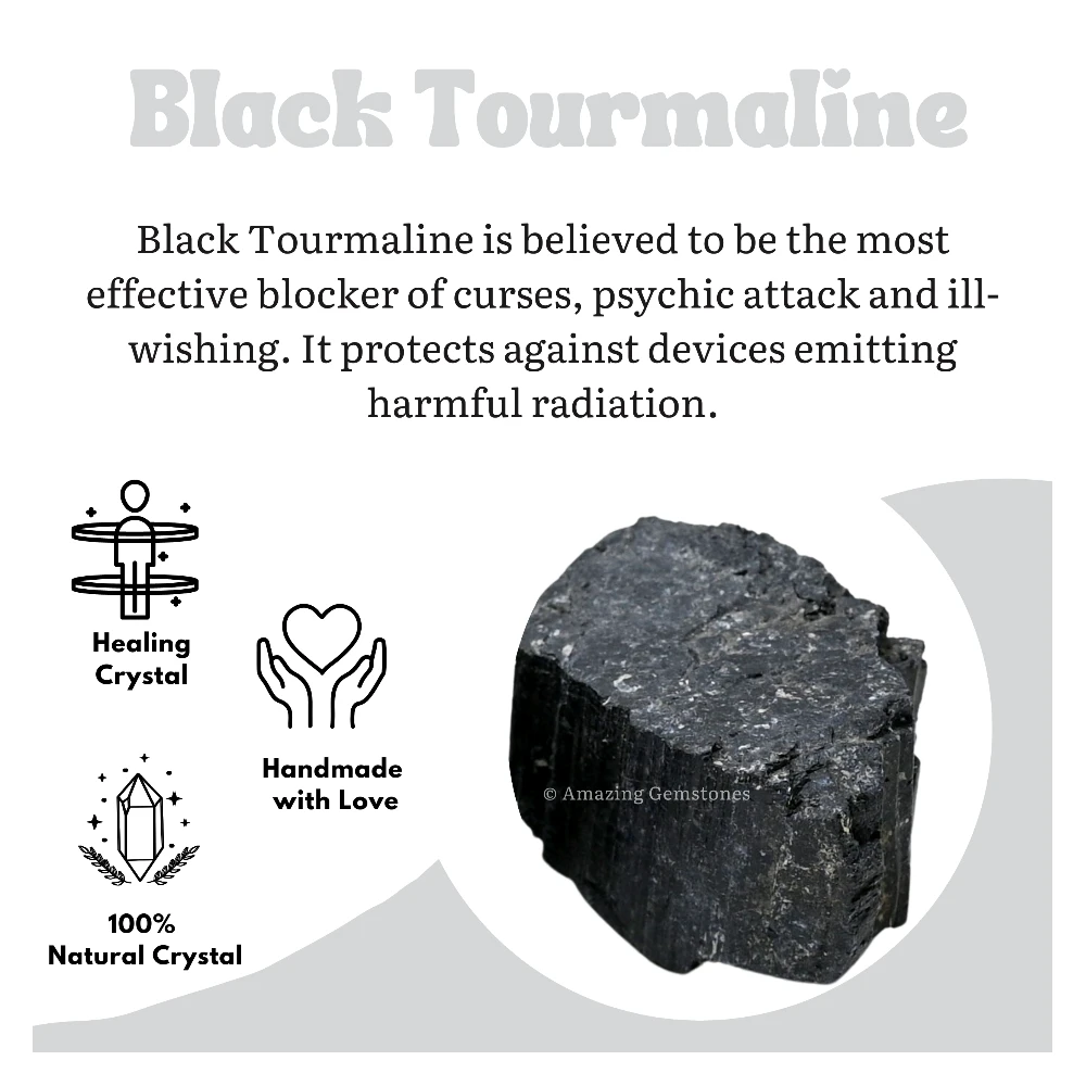 Black Tourmaline Rough Raw Crystal (1 LB Medium)