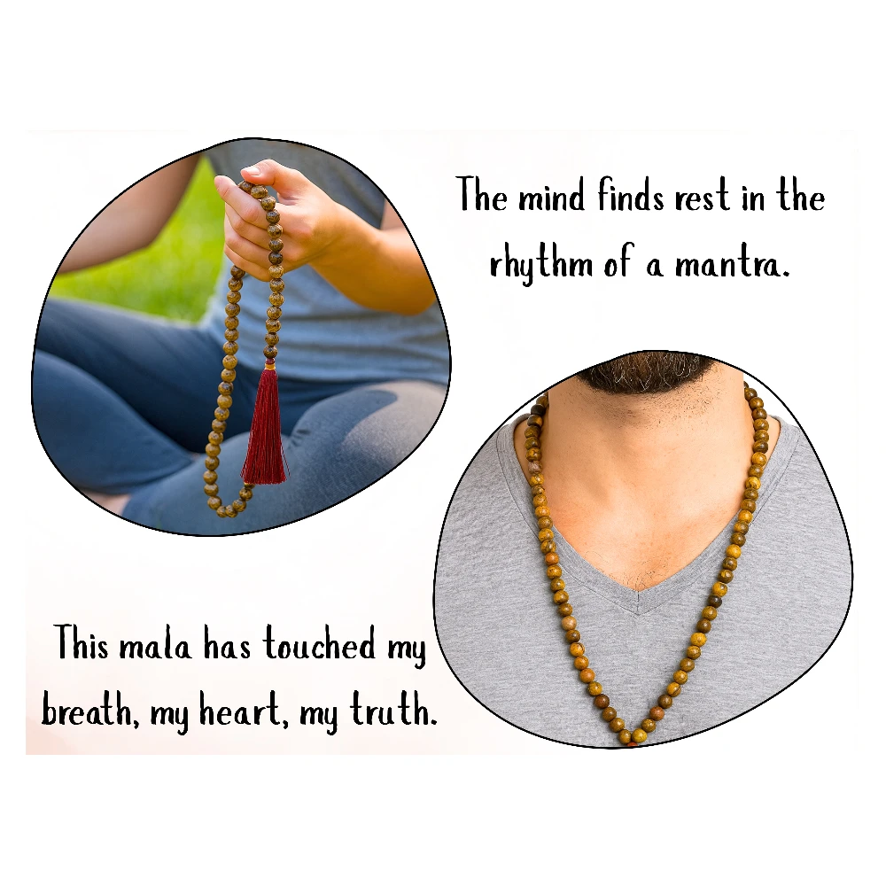 Leopard Jasper Mala (Without Knot)