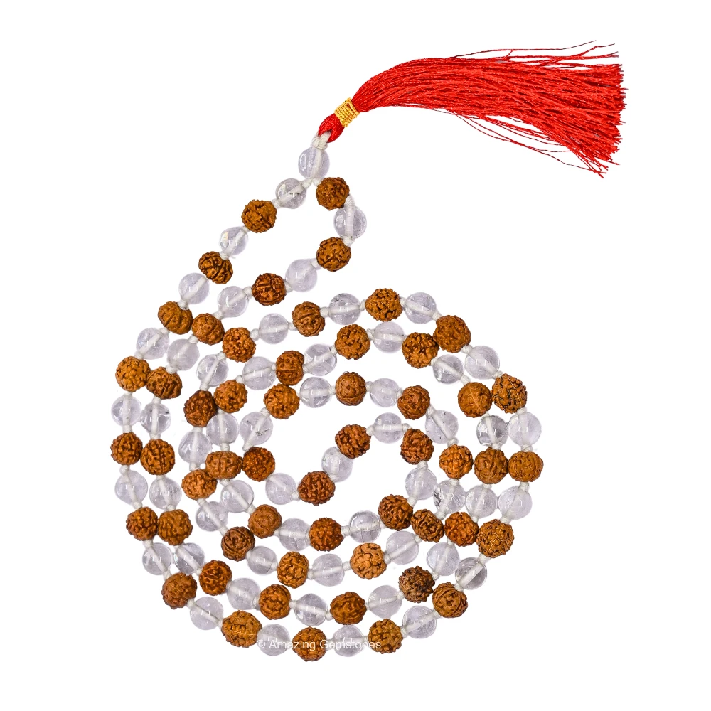 Rudraksha Sphatik Mala (Hand Knotted)