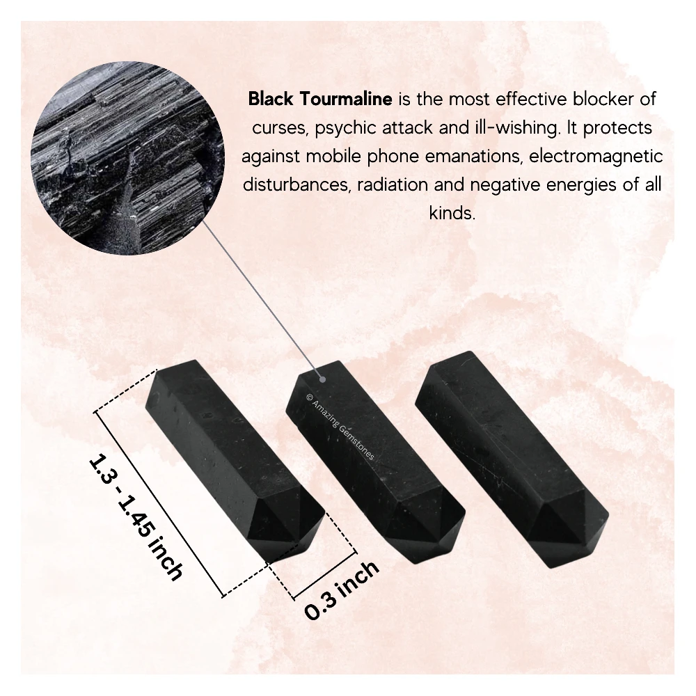 Black Tourmaline Pencil Points (Set of 3)