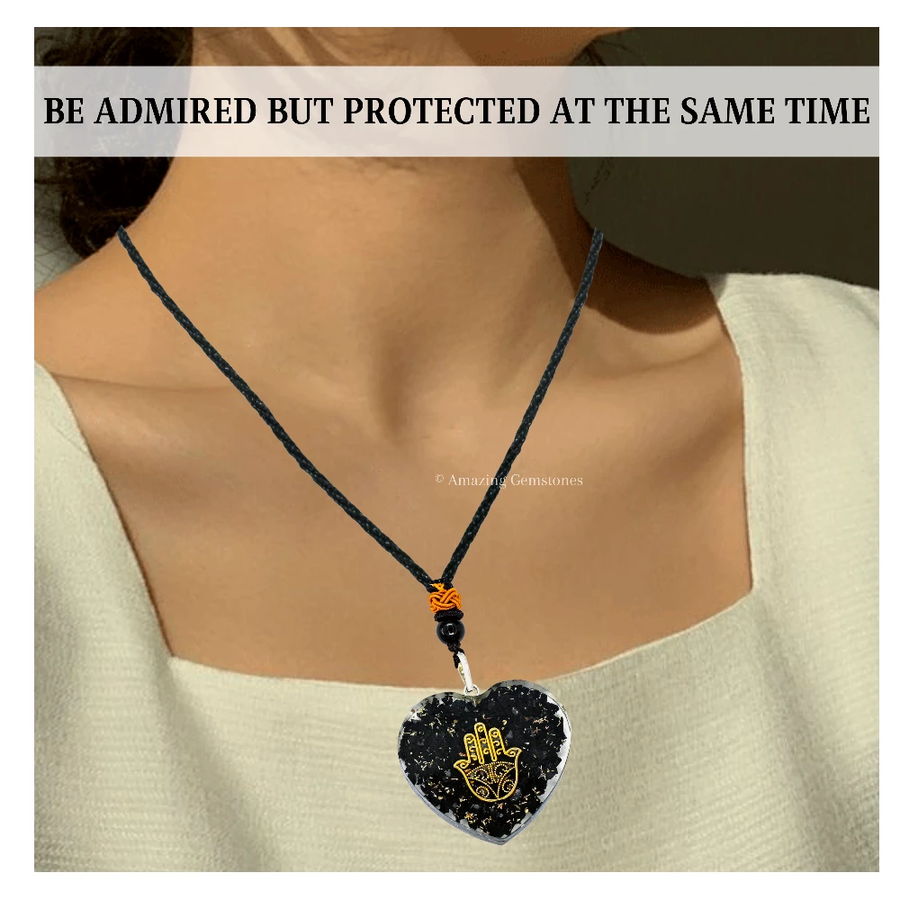 Shungite Necklace - Hamsa (Heart)