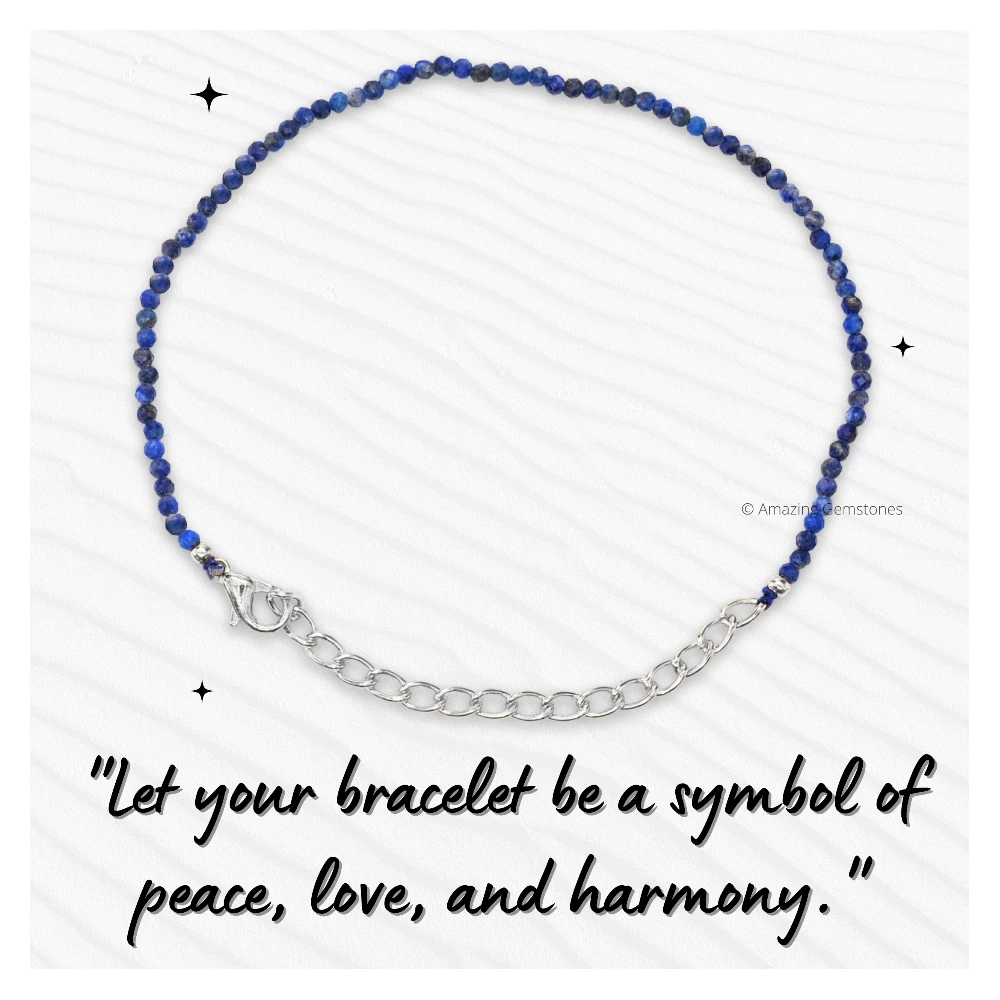 Lapis Lazuli Crystal Bracelet - 2mm Faceted Bead (Silver)