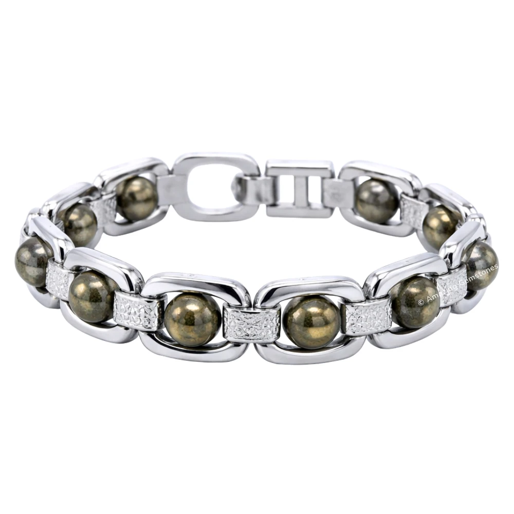 Pyrite Bracelet - Premium Silver Chain