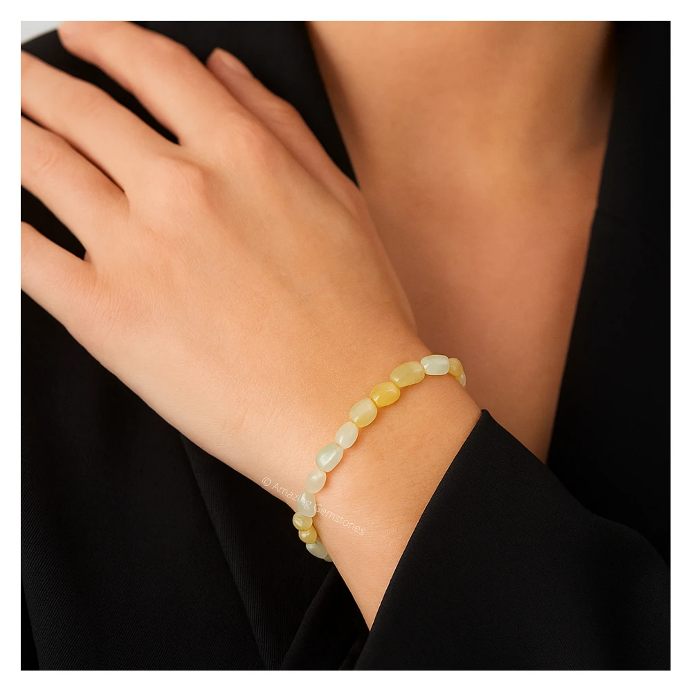 White Moonstone Tumbled Stone Bracelet (Stretchable)