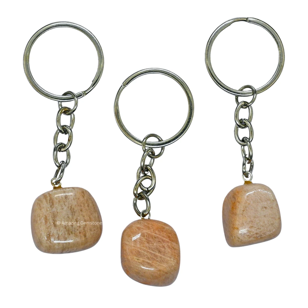 Cream Moonstone Keychain Keys Holder (Tumble)