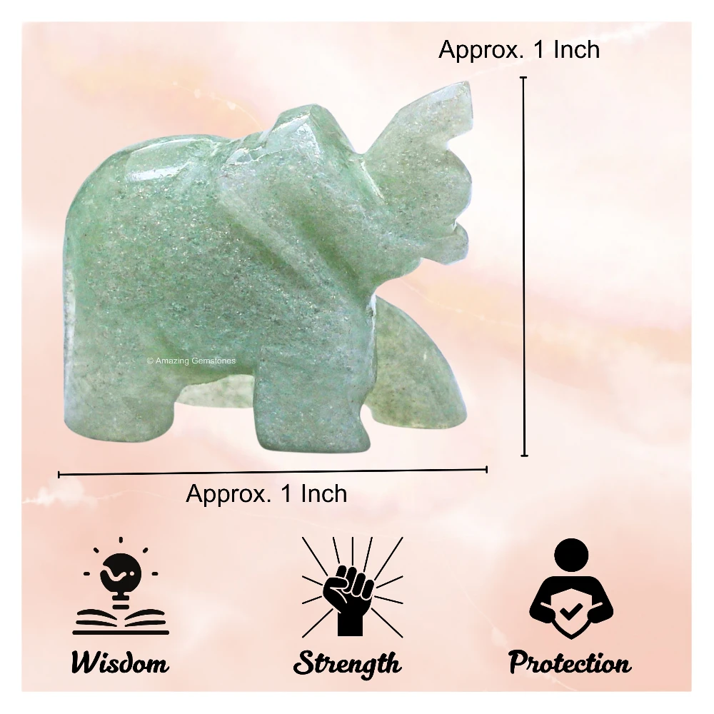 Green Aventurine Mini Elephant Crystal Figurine