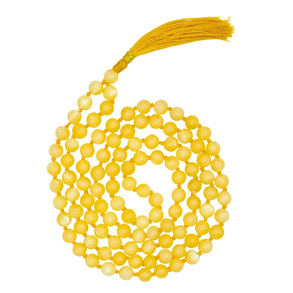 Yellow Calcite Mala (Hand Knotted)