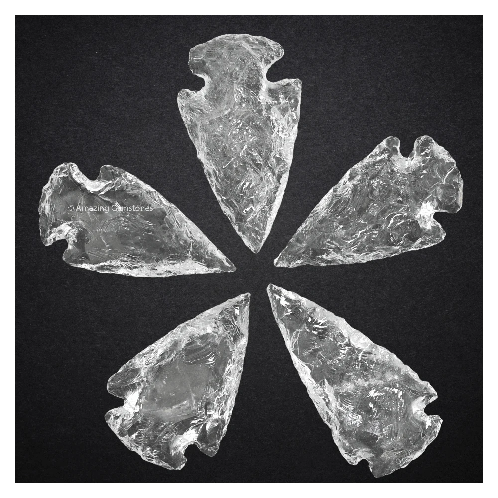 Clear Quartz Crystal Arrowhead - 1" to 1.5" (5 Pieces)