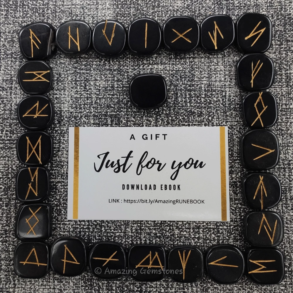 Black Agate Rune Stones Set (Premium)