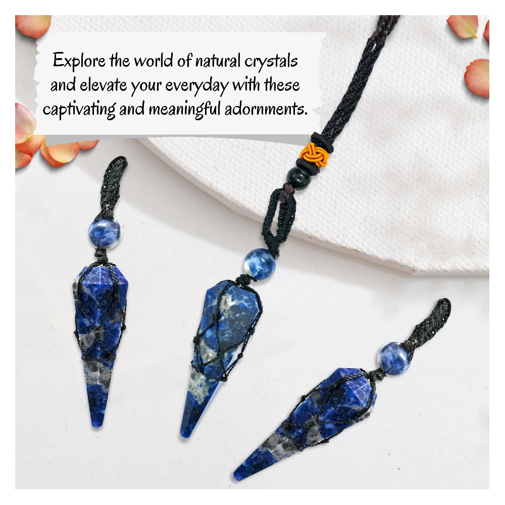 Sodalite Pendulum Pendant Necklace (Macrame)