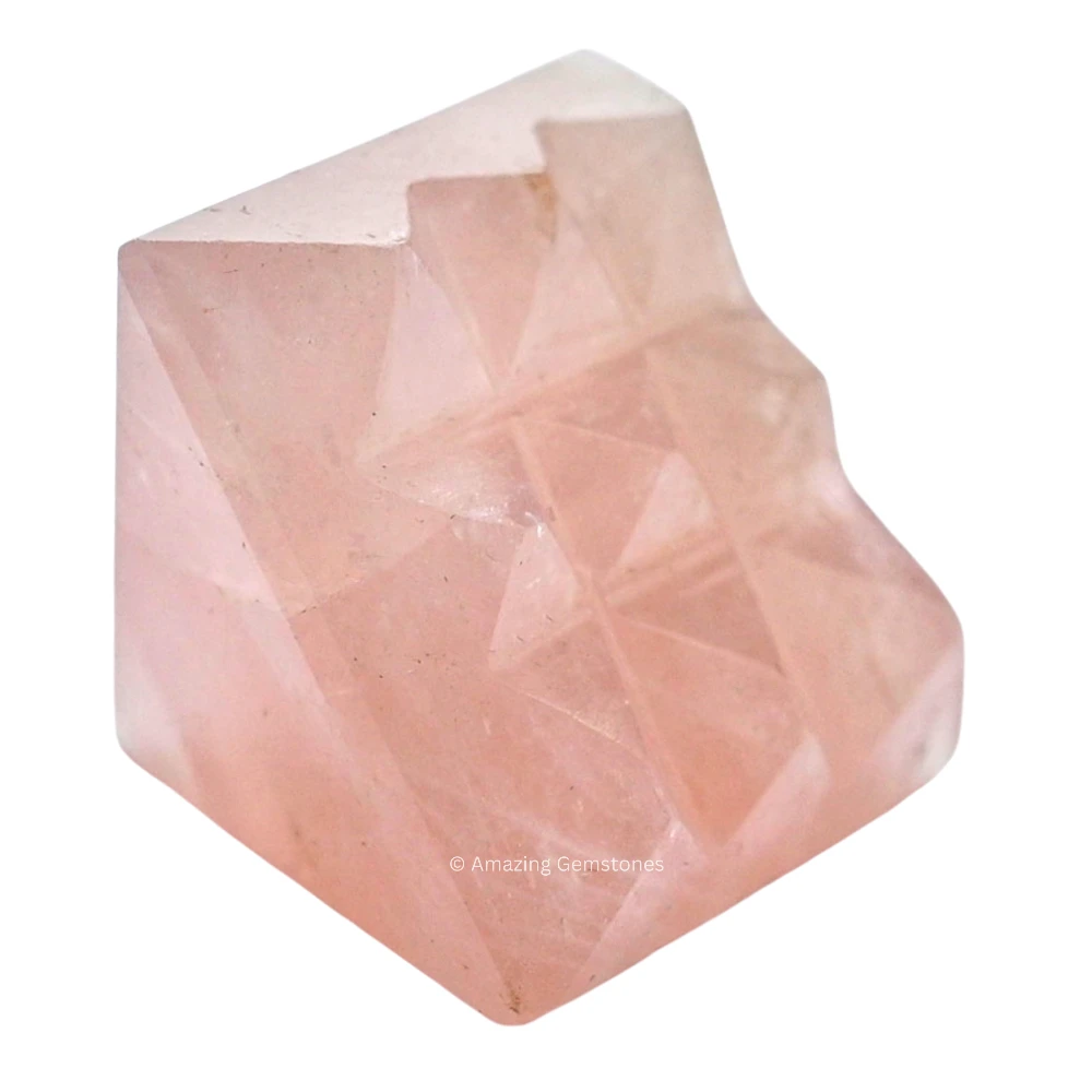 Rose Quartz Lemurian Pyramid - Under 9 Pyramid Plate