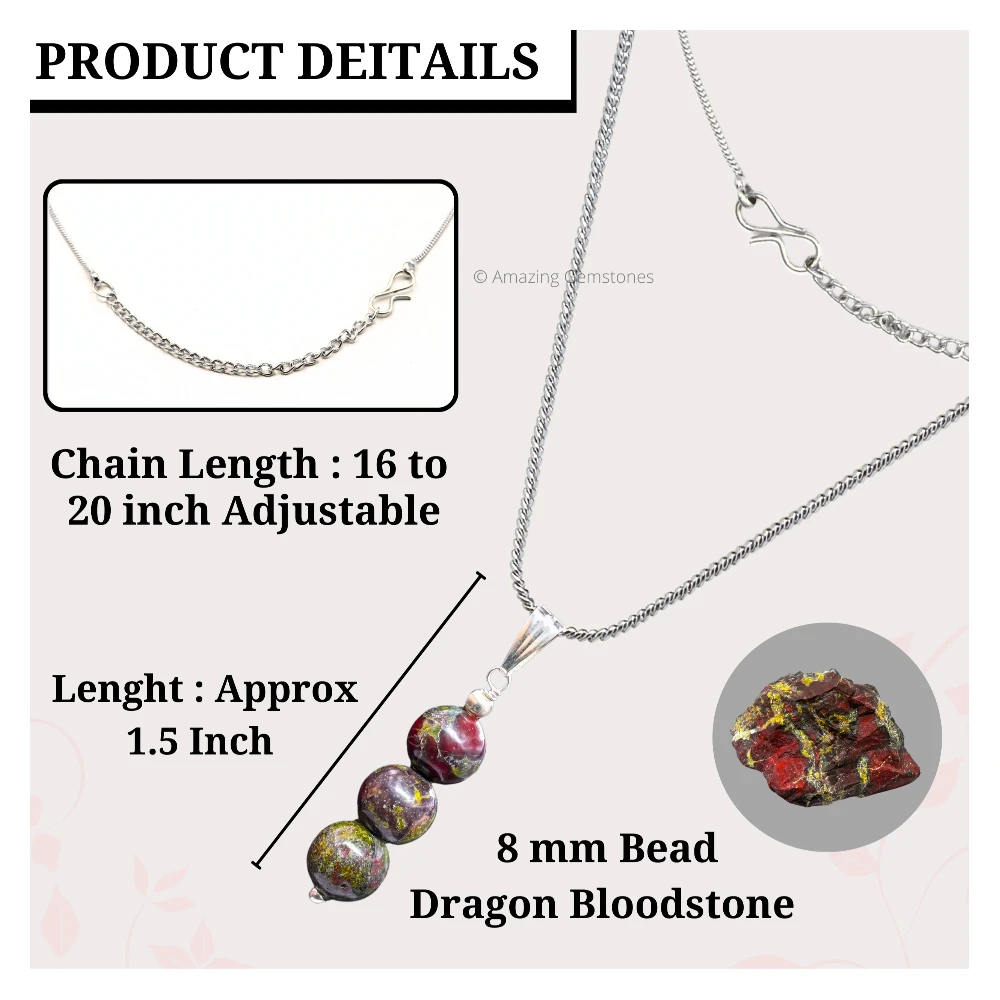Dragon Bloodstone Bead Pendant (Silver)