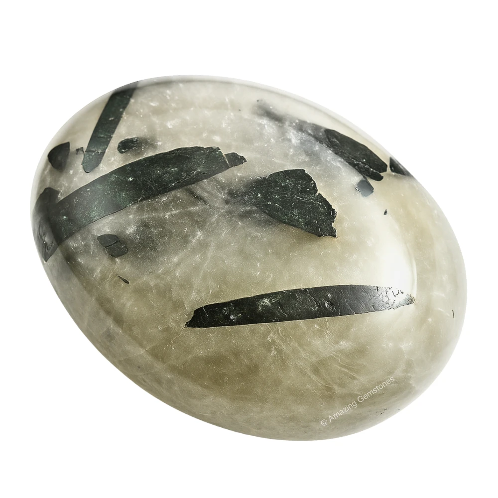 Green Tourmaline In Quartz Palm Stone